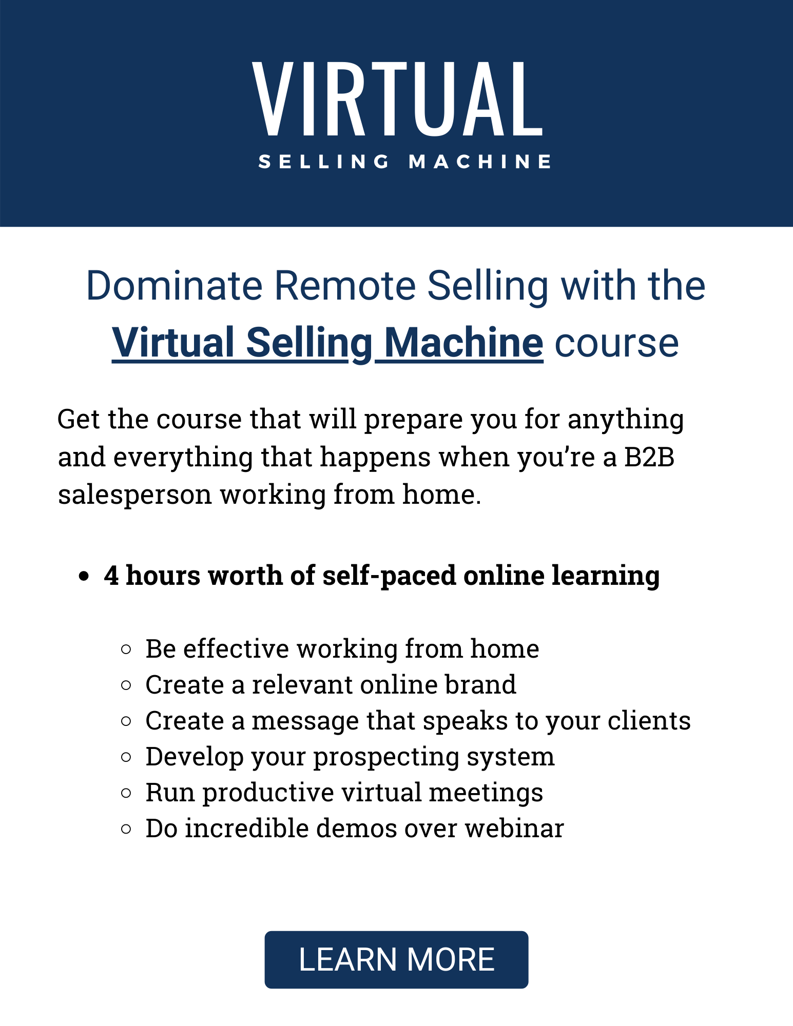 Dominate remote selling with the Virtual Selling Machine course from Modern Sales Training
